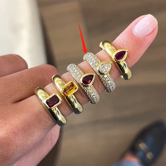 Pear & Octagonal Cut Multi Color Matching Fashion Ring -JOSHINY