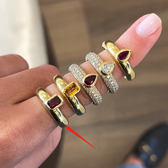 Pear & Octagonal Cut Multi Color Matching Fashion Ring -JOSHINY