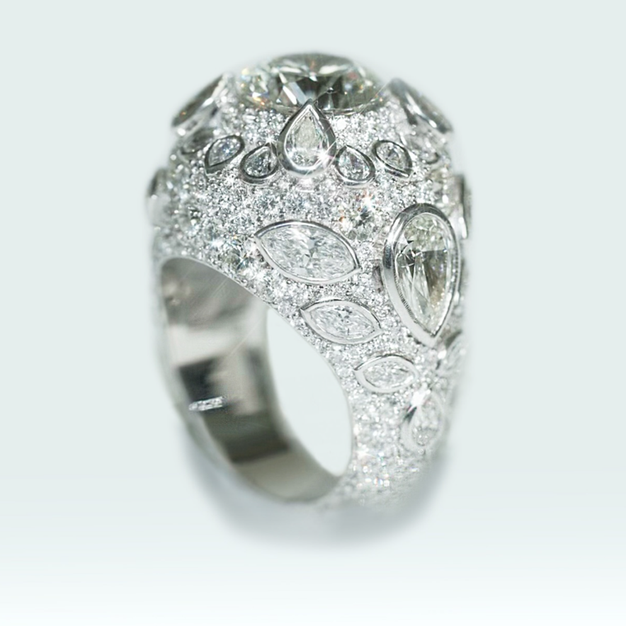 Gorgeous 10 ctw Multi-Cut White Gemstone Full Set Ring -JOSHINY