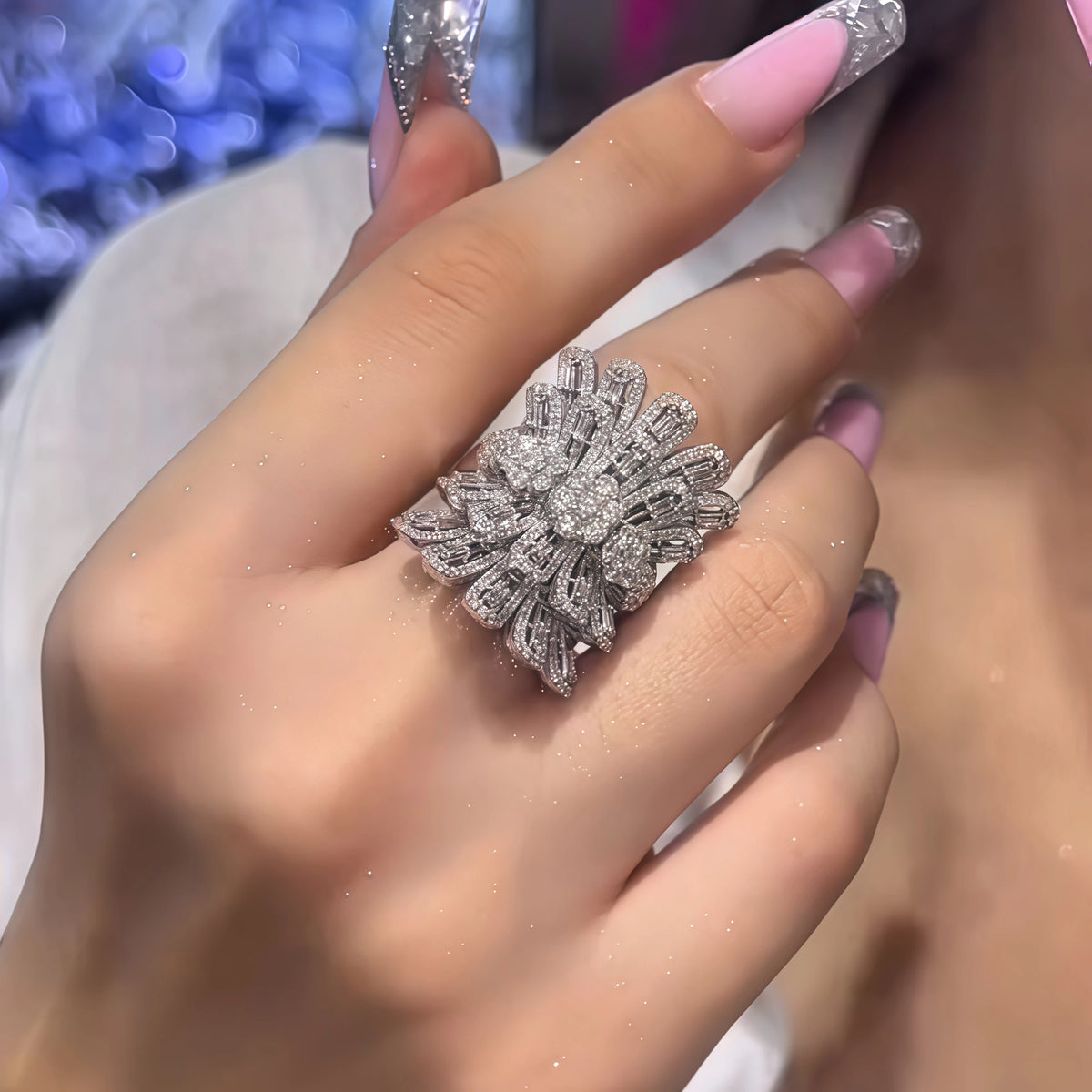 4CTW Baguette Cut White Cubic Zirconia Vintage 925 Silver Wedding Ring-joshiny