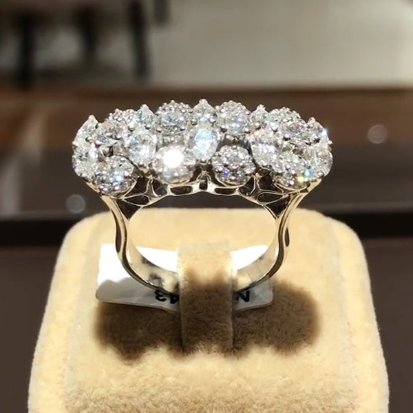 4.0ctw Round and Marquise Cut Ladies' Cluster Gemstone Ring -JOSHINY