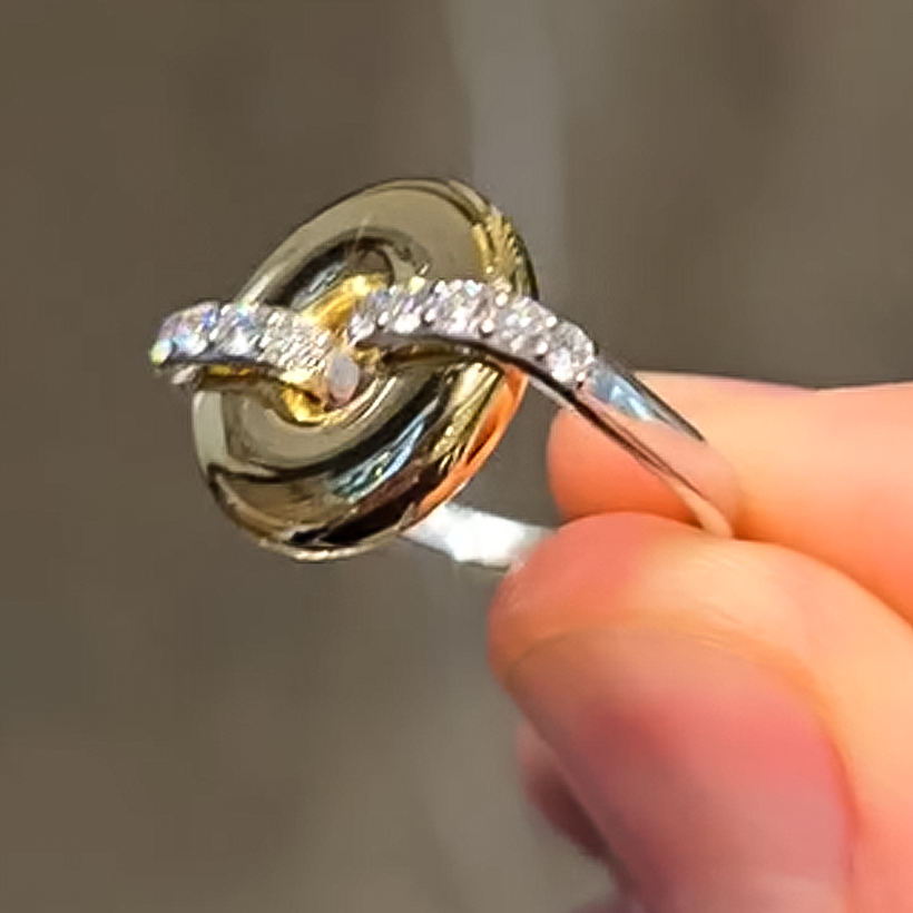 Stylish 0.2 ctw Round Cut White Gemstone Button Ring -JOSHINY