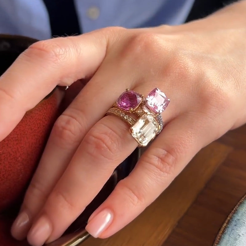 12ctw Multicolour Complementary Stacked Gemstone Ring -JOSHINY