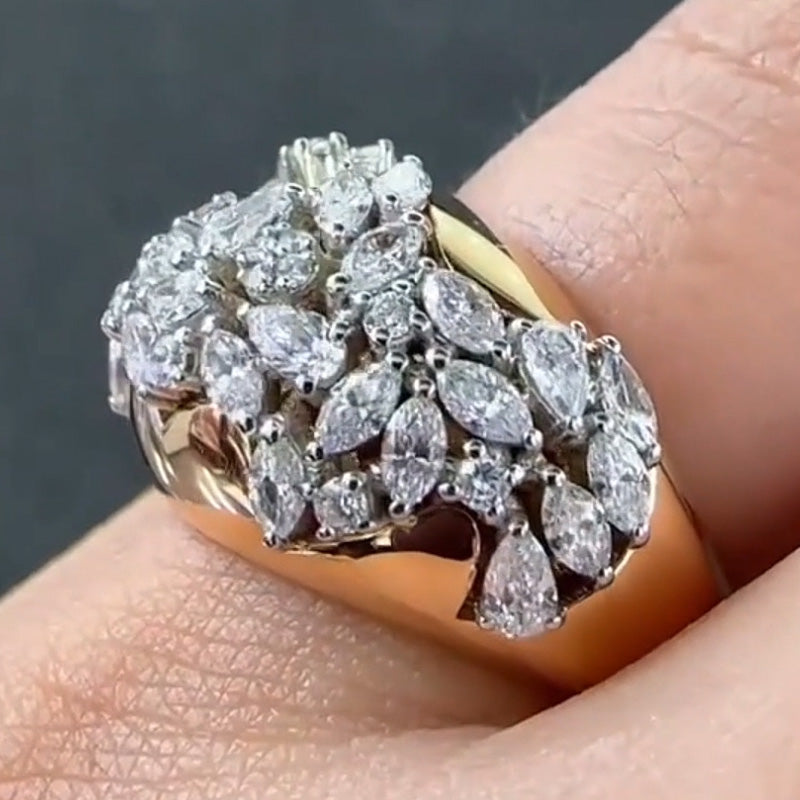 2.15ctw Marquise Cut Cluster Gemstone Ring -JOSHINY