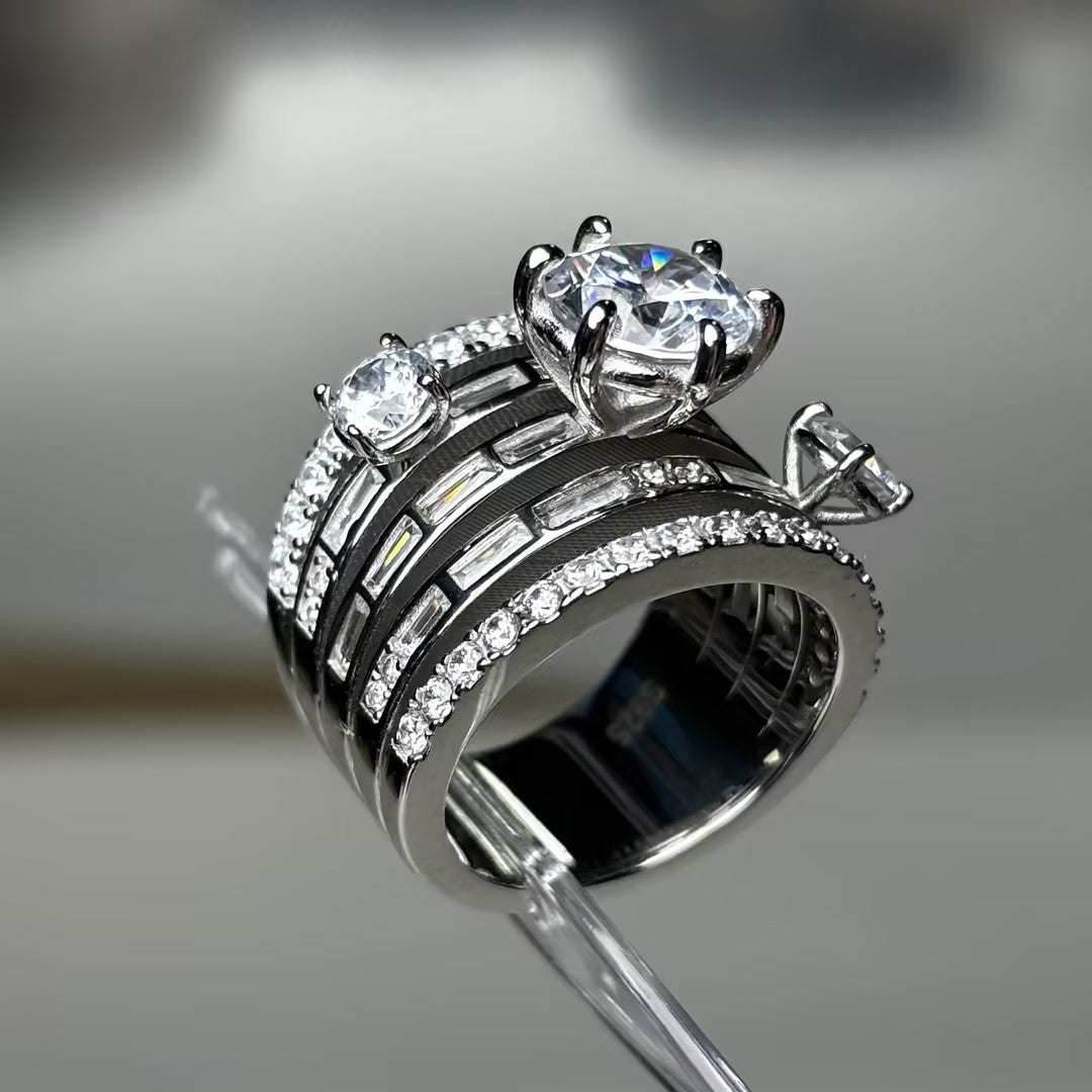 4.16ctw Baguette Round Cut Multi-Band Gemstone Ring-JOSHINY