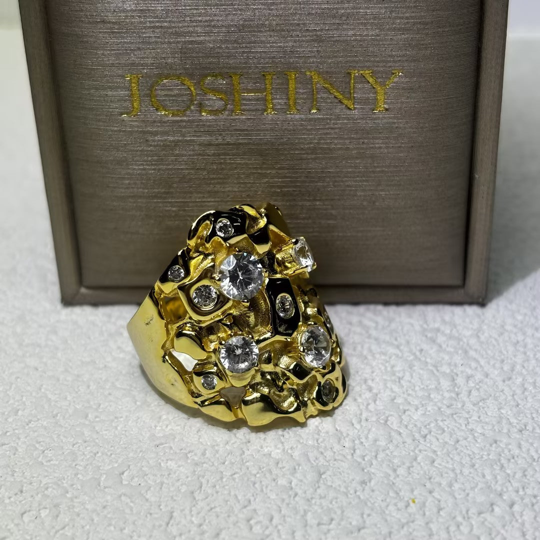 1 Ctw Round Cut White Cubic Zirconia 925 Sterling Silver Rugged and Wild Ring-JOSHINY