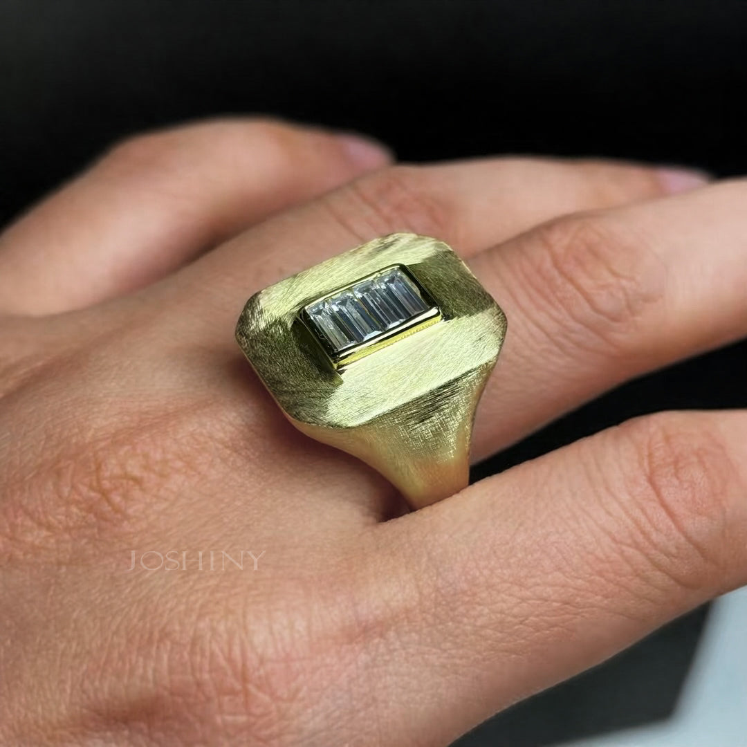 Stylish 2 ctw & 0.3 ctw Baguette & Round Cut White Gemstone Ring -JOSHINY