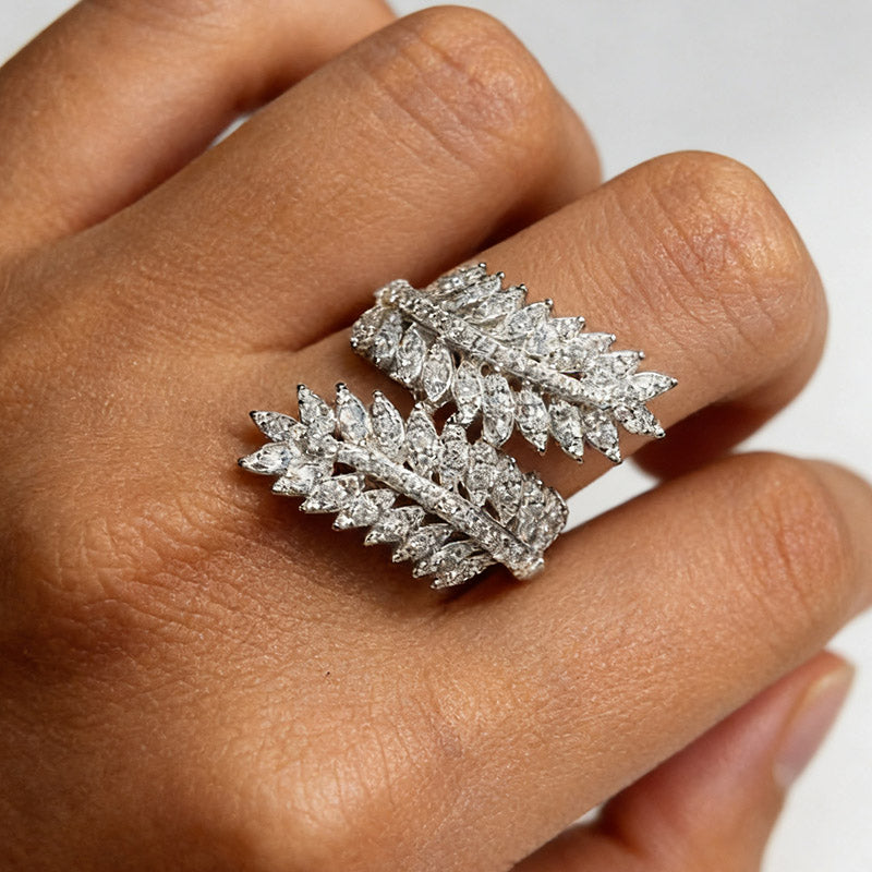 Elegant 2 ctw Round Cut White Gemstone Pavé Ring -JOSHINY