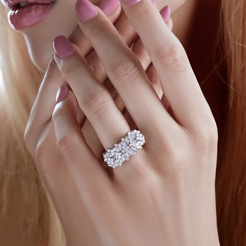 1.96ctw Round Brilliant Cut Cluster Feminine Art Ring-JOSHINY