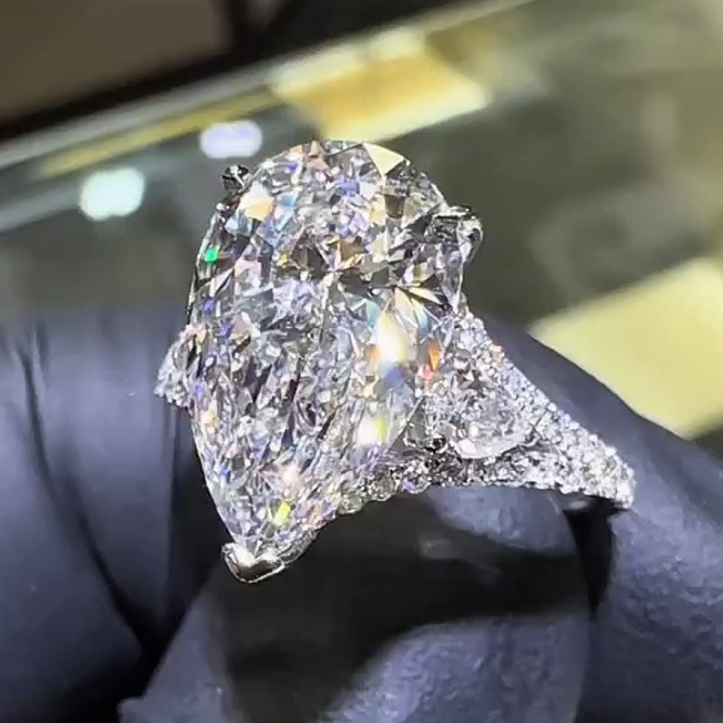 4ctw Pear Cut Split Shank Engagement Ring-JOSHINY