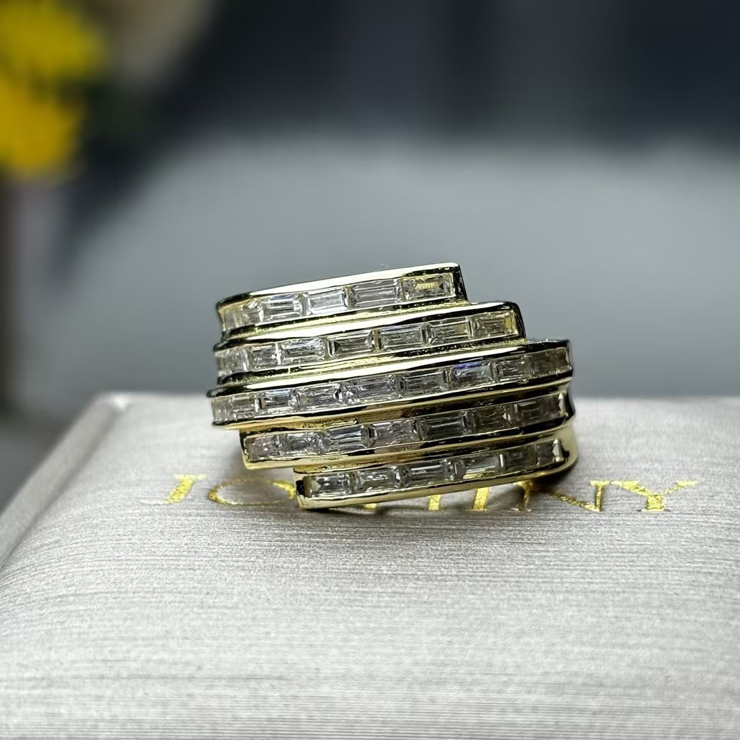 2.4ctw Five-Row Baguette Ring-JOSHINY