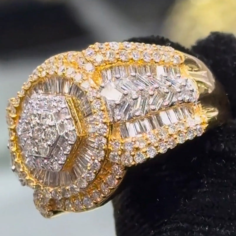 3.71ctw Round Rectangular Geometric Ring-JOSHINY