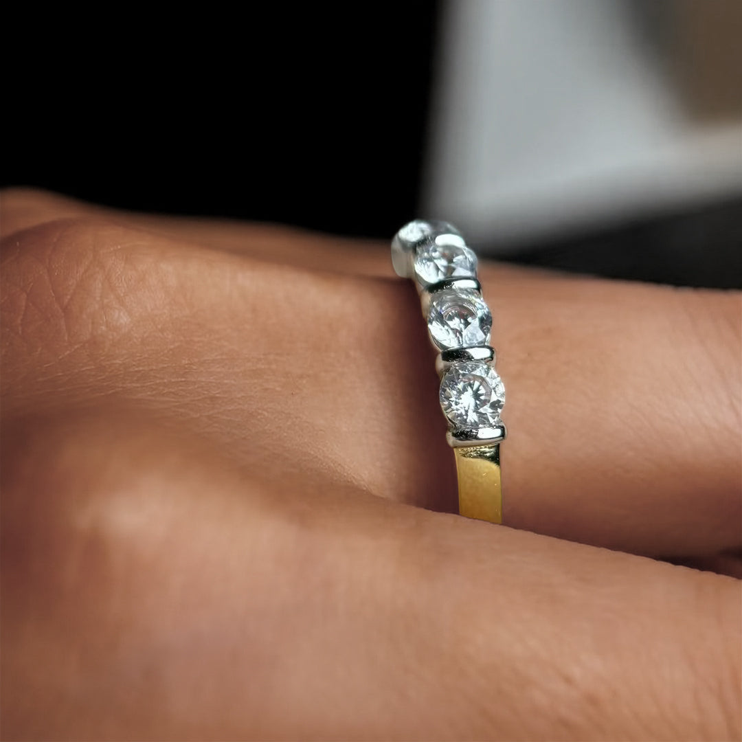 1.0ctw Round Cut 5 Stone Inlay Modern Eternity Band-JOSHINY