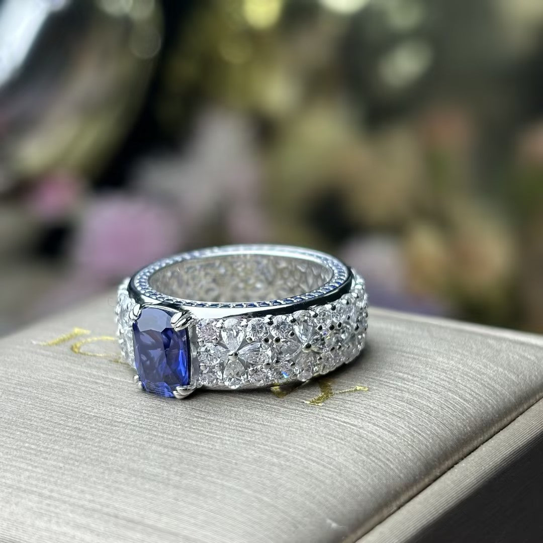 Gorgeous 10 ctw Cushion Cut Multi-colour Gemstone Full Engagement Ring -JOSHINY