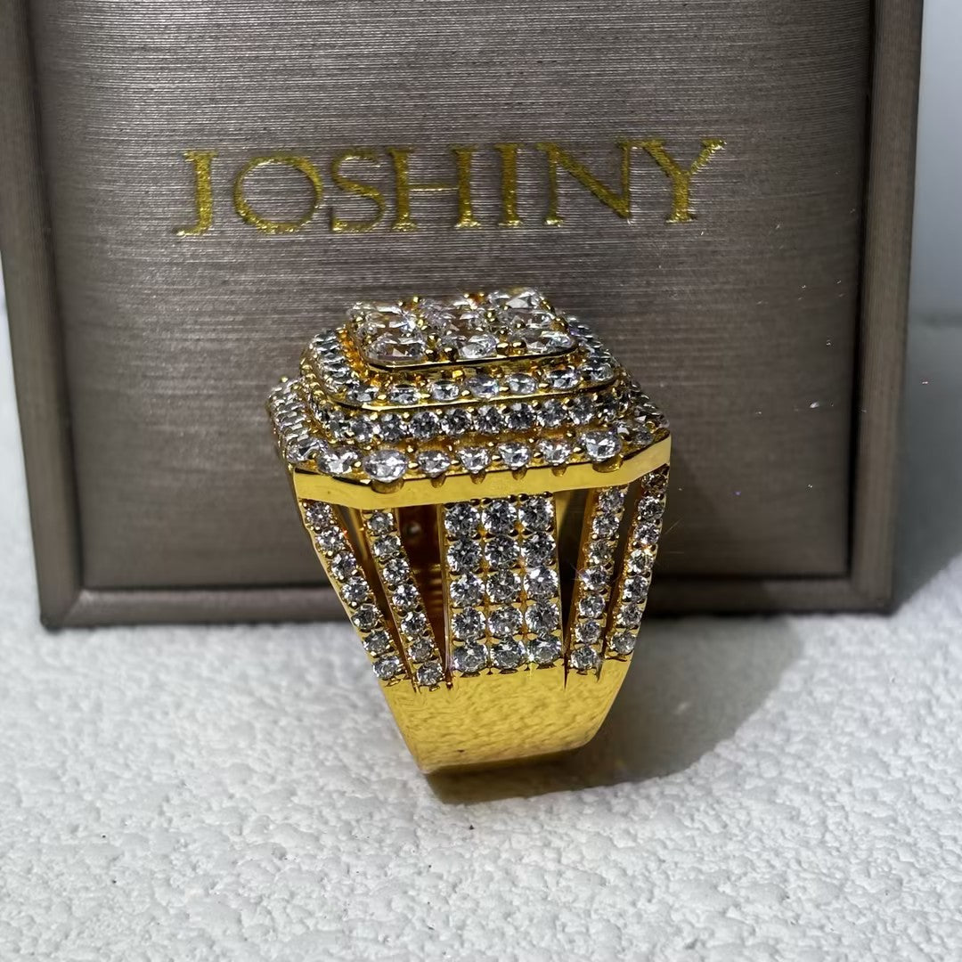 4.3 Ctw Round Cut White Cubic Zirconia 925 Sterling Silver men's ring-JOSHINY