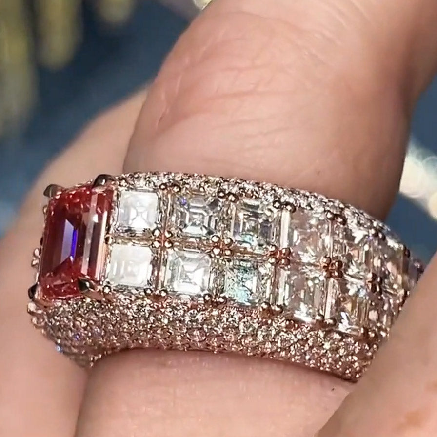 New Collection 5ct Center Stone 12ctw Side Stone Engagement Ring-JOSHINY