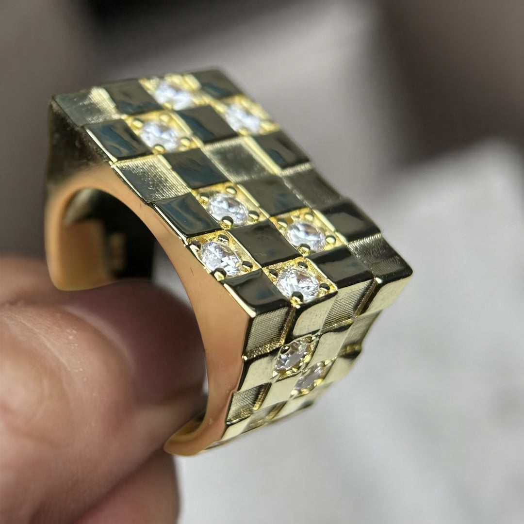 1.3Ctw Checkered Gemstone Wide Ring-JOSHINY