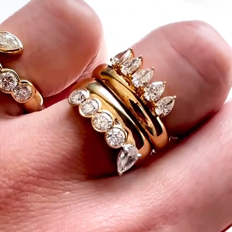 2.0ctw Round and Pear Cut Floating Gemstone Ring -JOSHINY