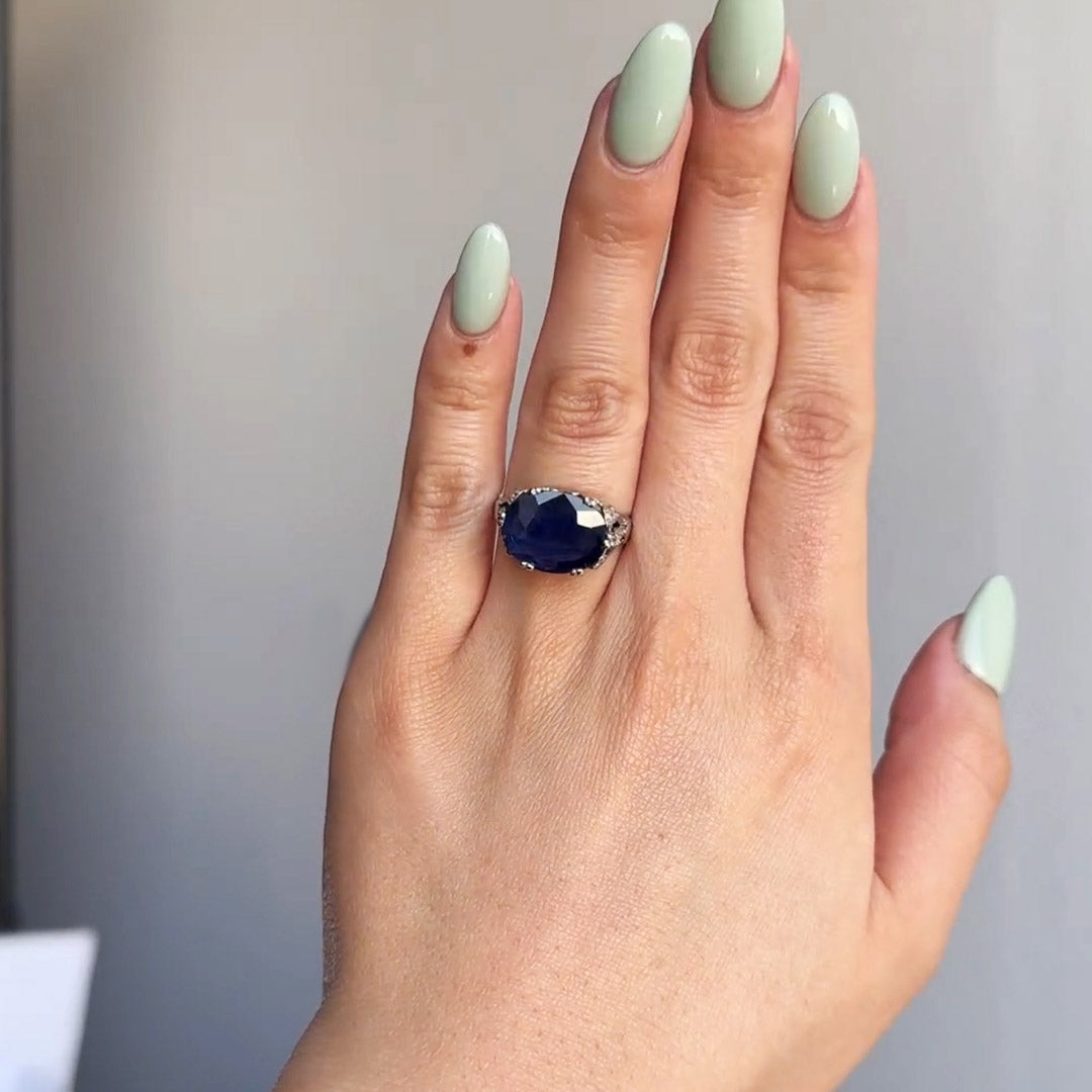 5.0ct Artistic Style Blue Gemstone Engagement Ring -JOSHINY