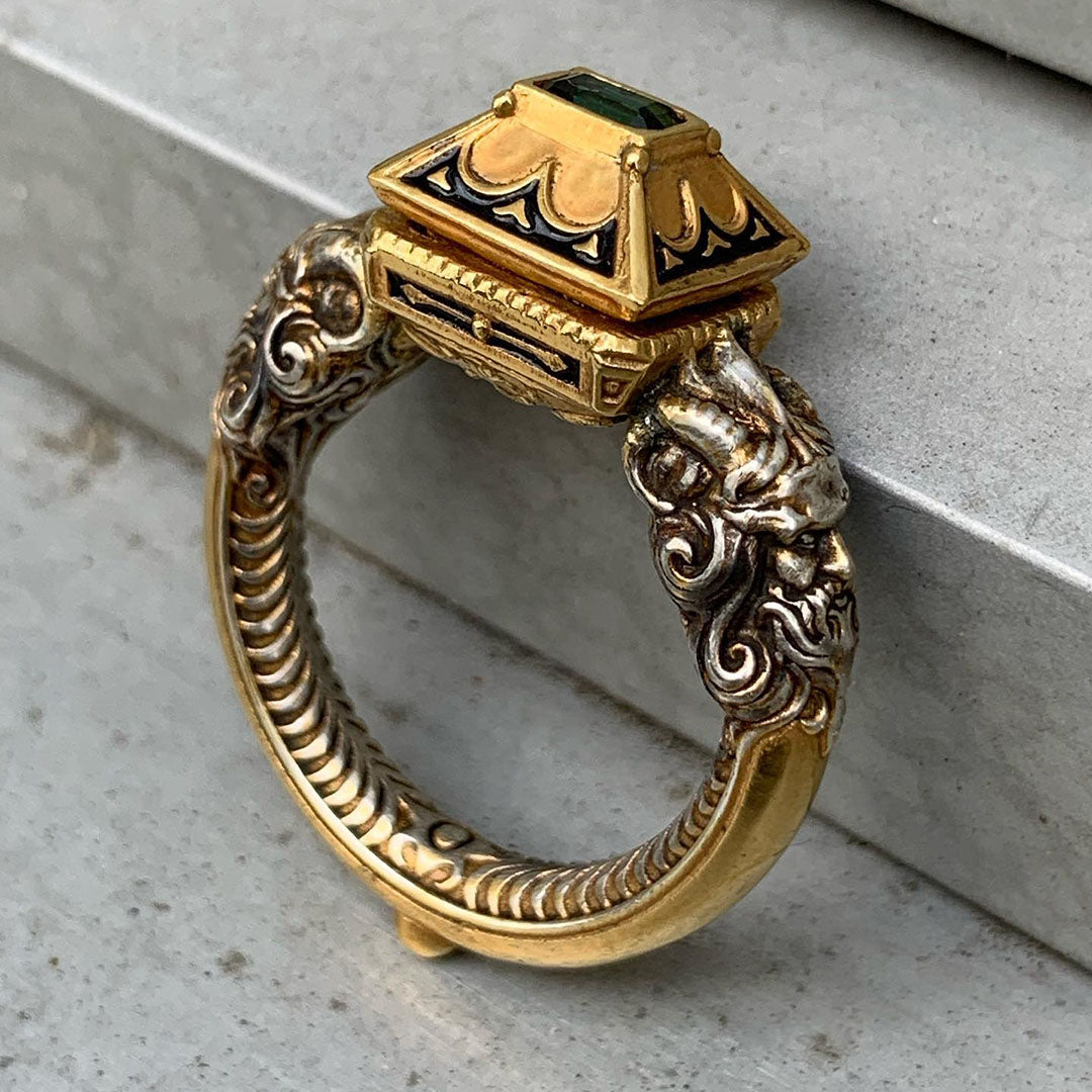 0.3ct Renaissance Style Emerald Gemstone Ring -JOSHINY