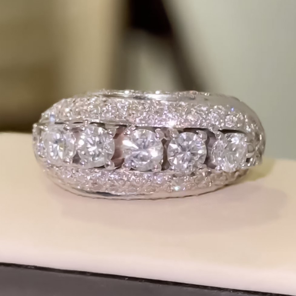 Exquisite 3 ctw Round Cut White Gemstone Multi-Stone Engagement Ring -JOSHINY