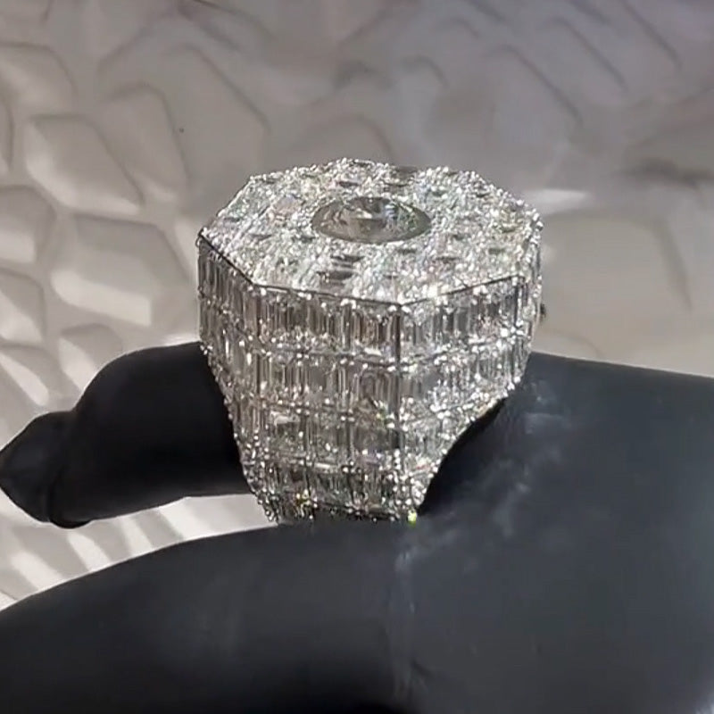 6.0ctw Round and Emerald Cut Luxury Pinky Ring-JOSHINY