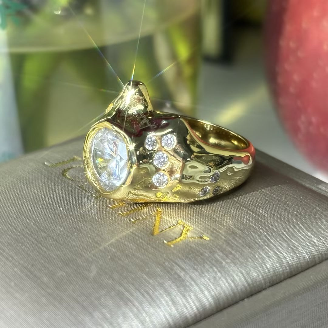 18K Gold Vintage Artistic Gemstone Inlaid Ring-JOSHINY