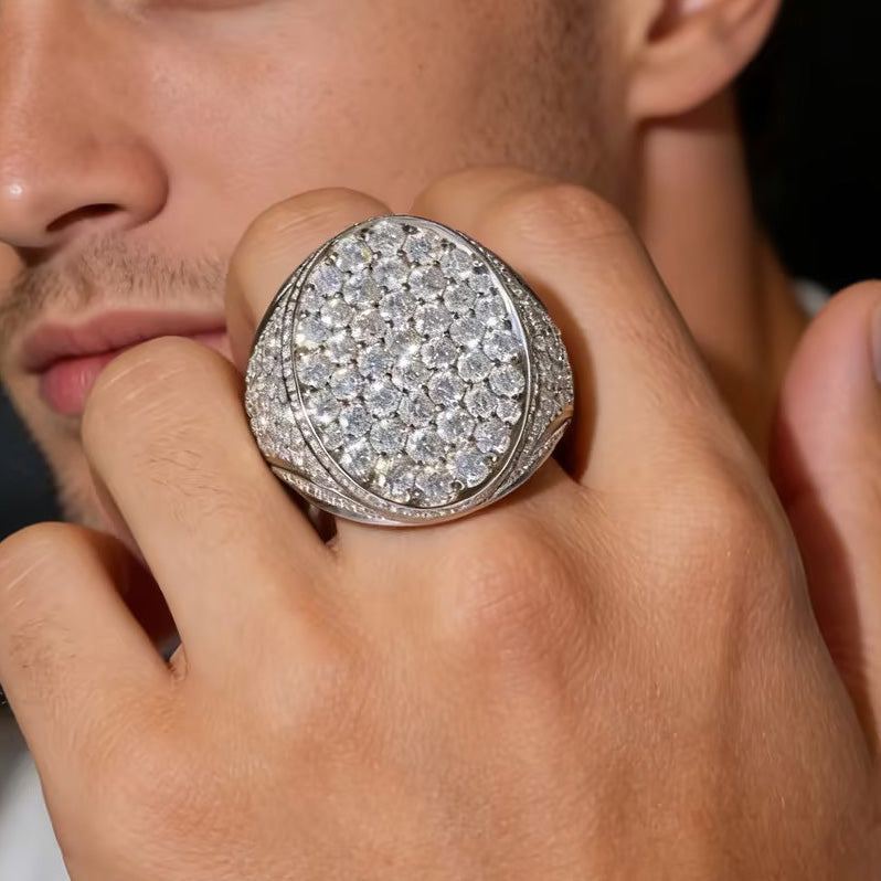 Deluxe 4 ctw Round Cut White Gemstone Full Set Seal Ring -JOSHINY