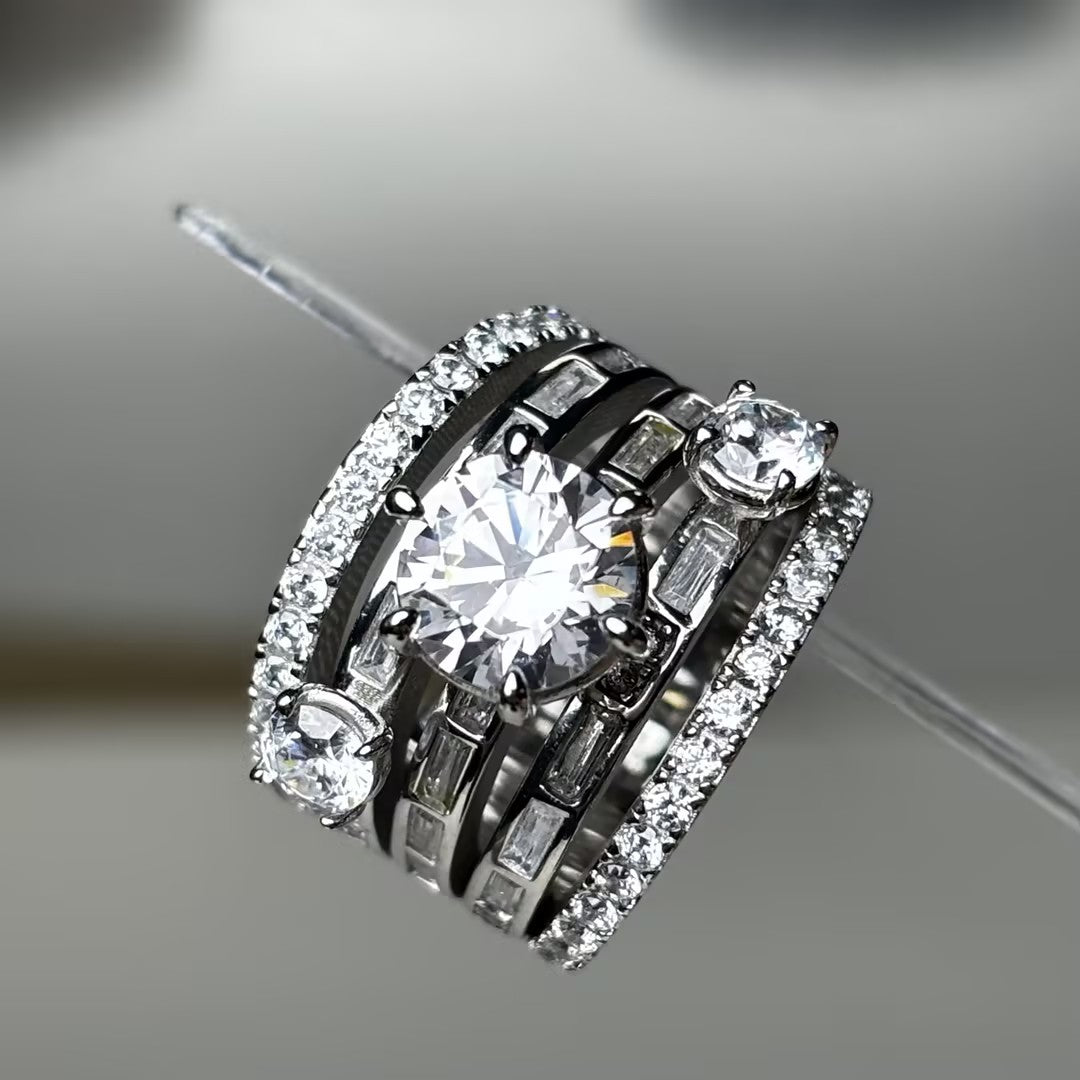 4.16ctw Baguette Round Cut Multi-Band Gemstone Ring-JOSHINY