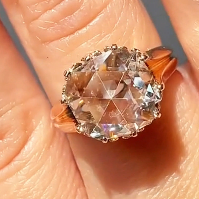 4.01ct Rose Cut Antique Ring -JOSHINY