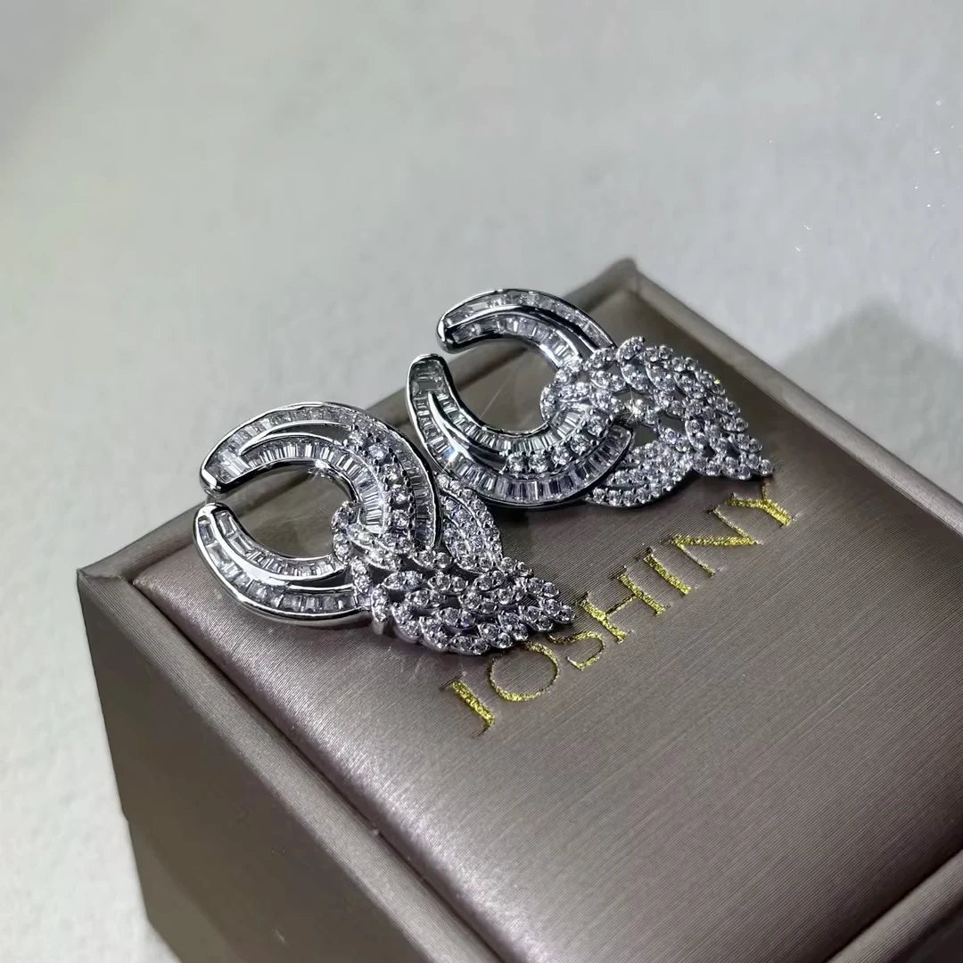 3 Ctw Multi Cut White Cubic Zirconia 925 Sterling Silver Earrings-JOSHINY