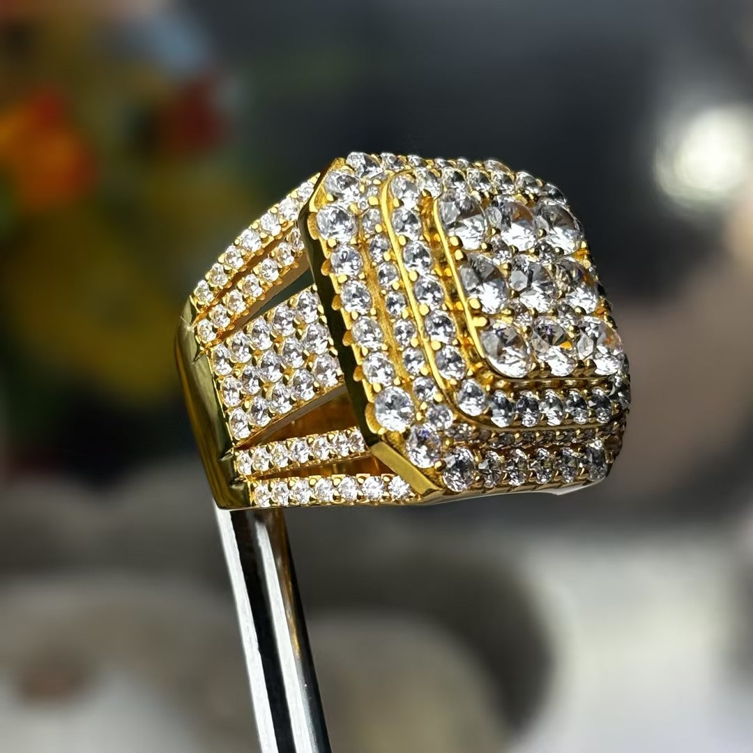 4.3 Ctw Round Cut White Cubic Zirconia 925 Sterling Silver men's ring-JOSHINY
