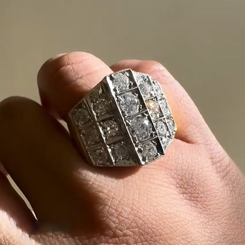 5ctw Round Cut 5 Column Set Gemstone Ring-JOSHINY