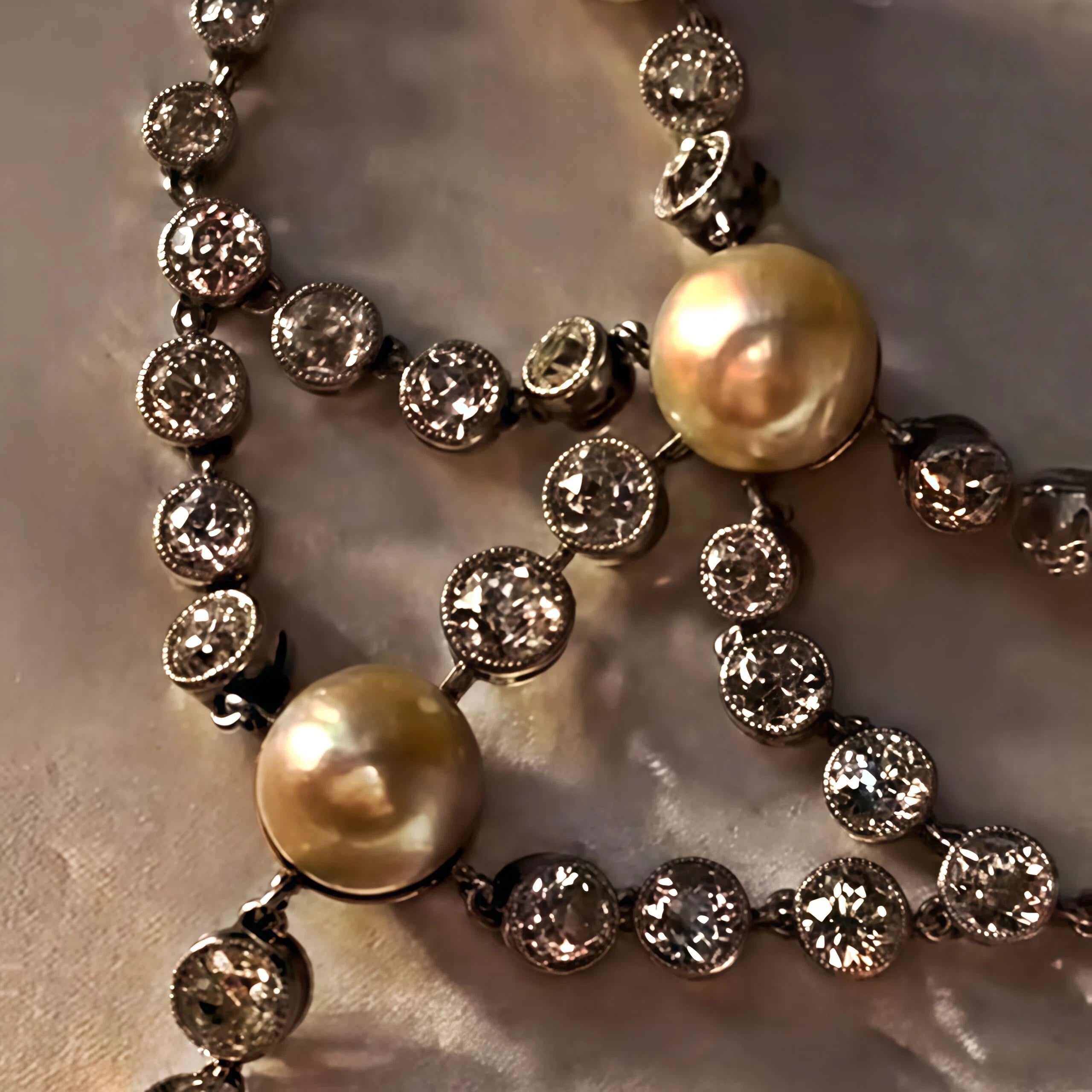 Gorgeous double-layered pearl and gemstone necklace-JOSHINY