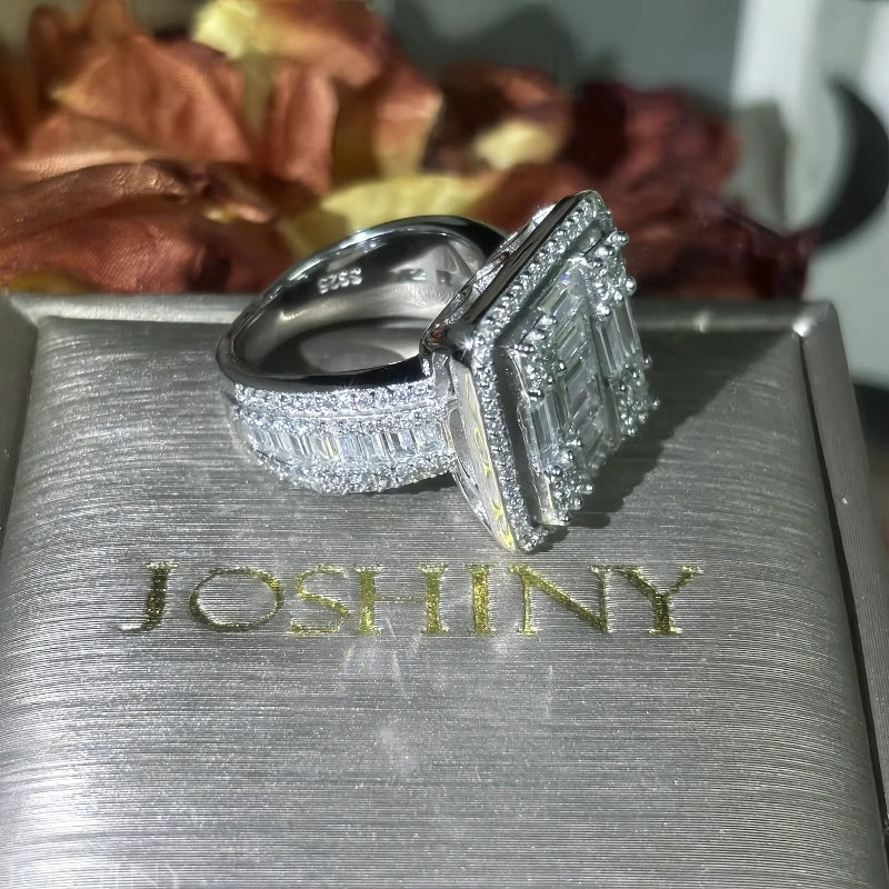 6 ctw Baguette Cut White Gemstone Full Set Ring -JOSHINY