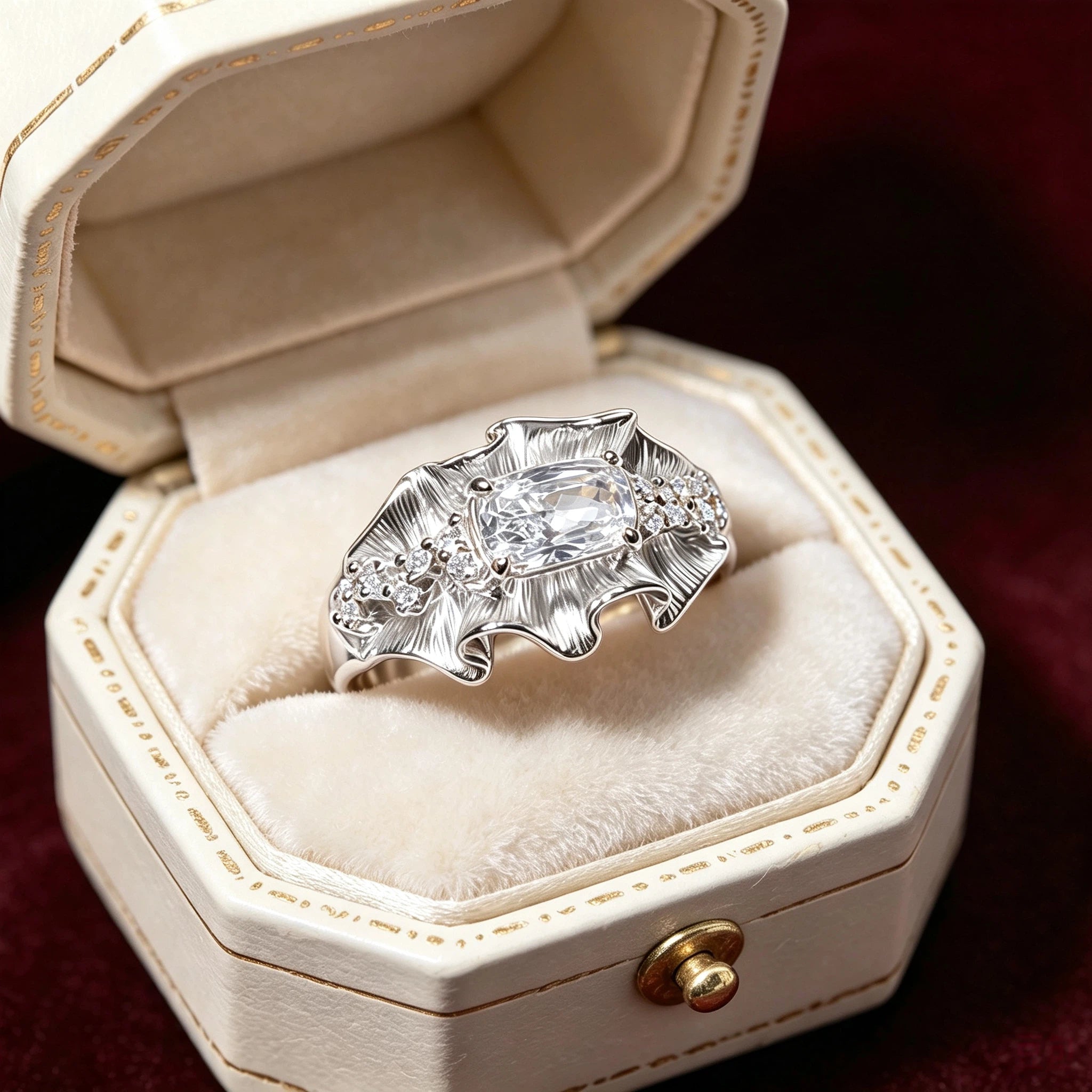 1 CTW Octagon Cut White Cubic Zirconia Artistic 925 Sterling Silver Engagement Ring-JOSHINY
