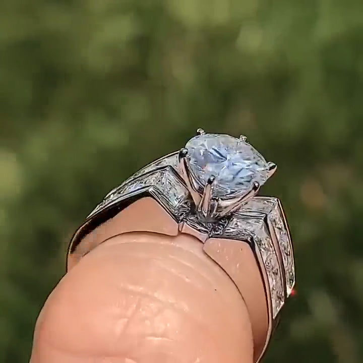 5ctw Round and Princess Square Cut Engagement Ring -JOSHINY