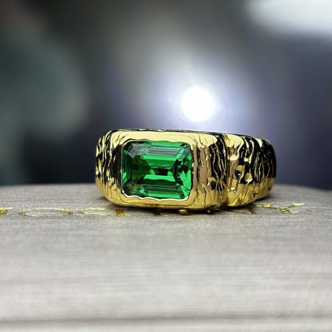 3Ctw Vintage Men's Emerald Ring-JOSHINY