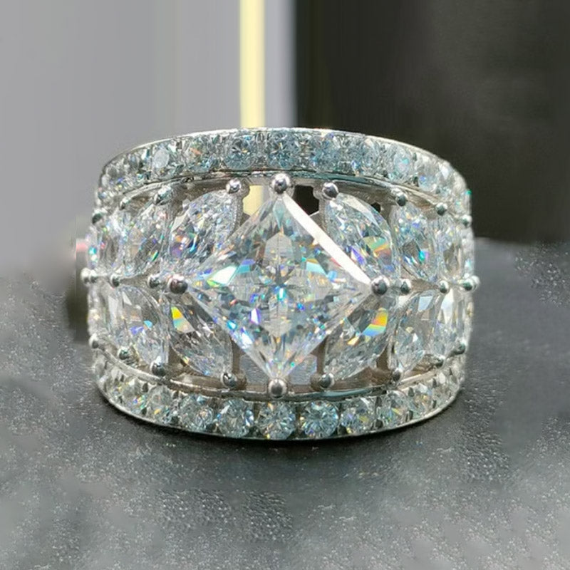 8ctw Princess Square and Marquise Cut Petunia Full Setting Ring-JOSHINY