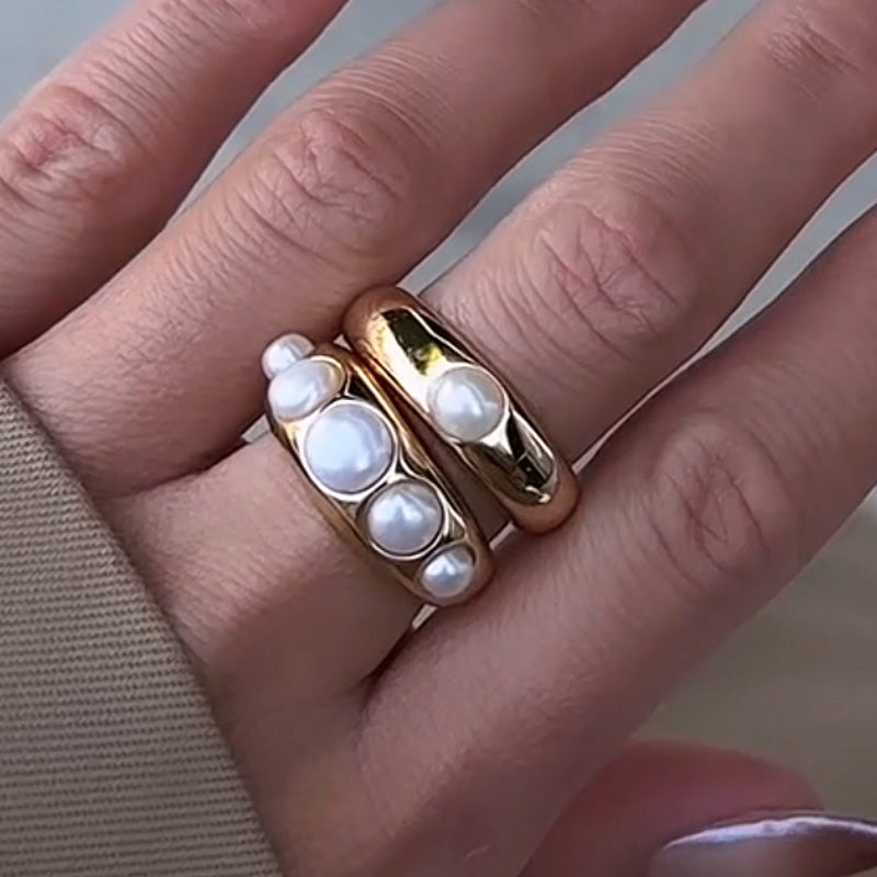 4.0ctw Elegant Pearl Set Ring -JOSHINY