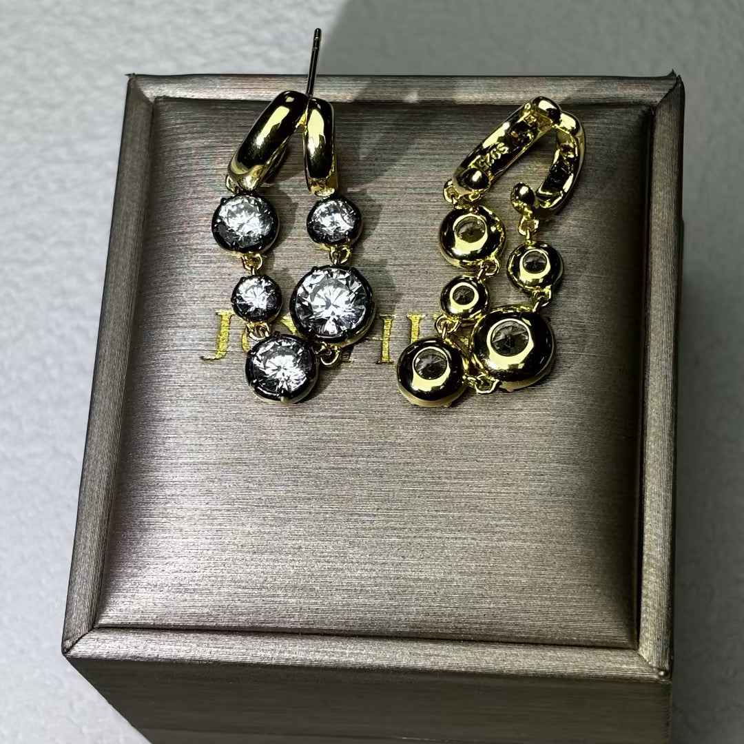 2.0Ctw Two-tone Gold Dangling Gemstone Earrings-JOSHINY