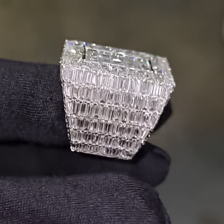 Gorgeous 8 ctw Baguette & Square Cut White Gemstone Pavé Ring -JOSHINY