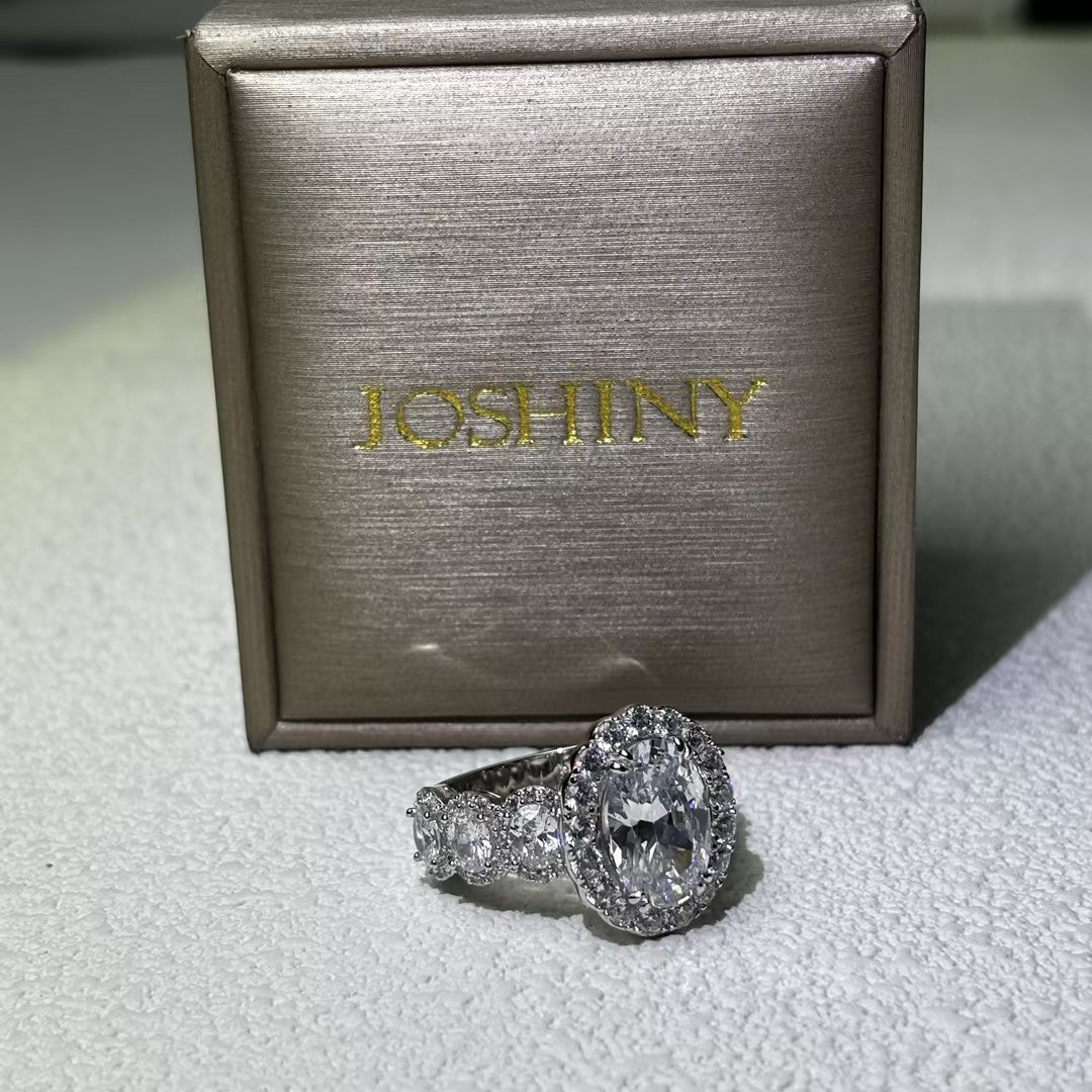 7ctw Oval Cut Hidden Halo Gemstone Engagement Ring -JOSHINY