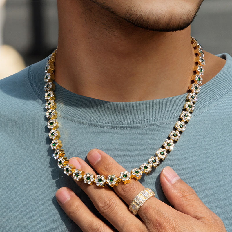 30.0ctw Round Cut Greenstone Garland Necklace -JOSHINY