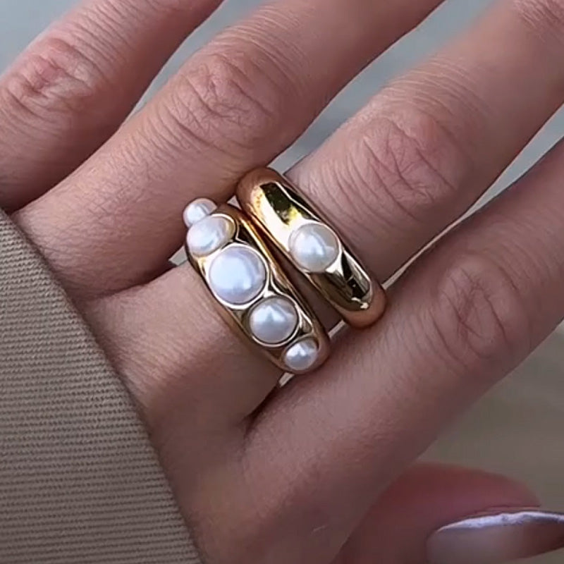 4.0ctw Elegant Pearl Set Ring -JOSHINY