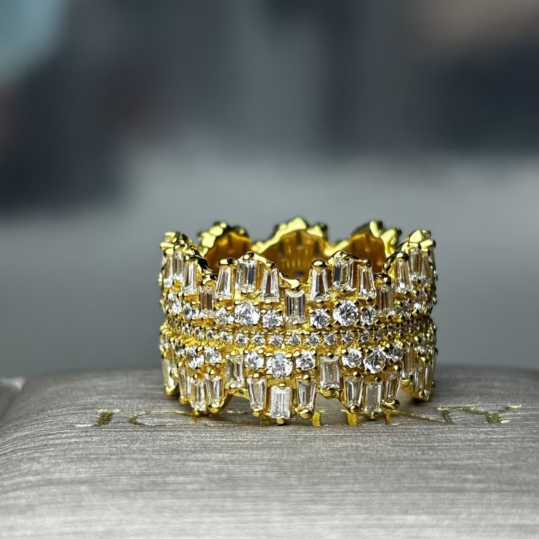 2.8Ctw Rectangular/Round Gemstone Eternity Ring