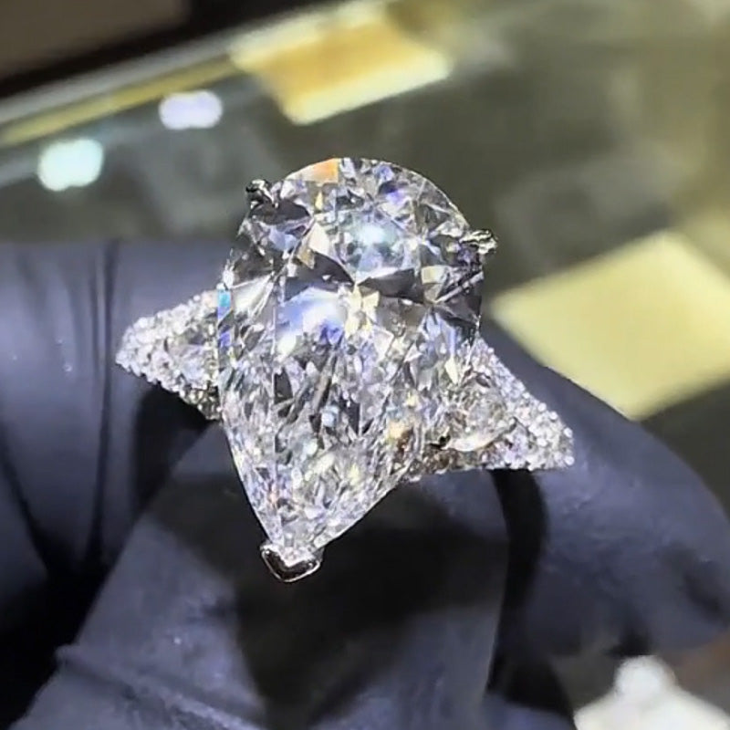 4ctw Pear Cut Split Shank Engagement Ring-JOSHINY