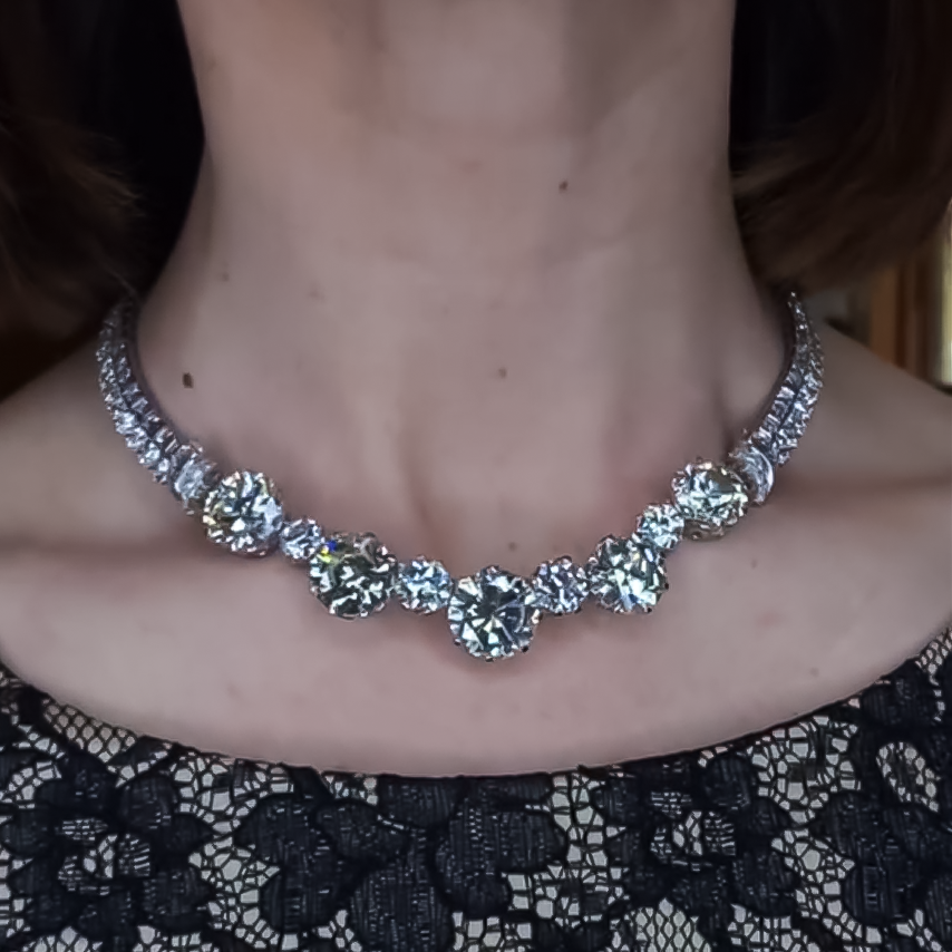 Vintage 40 ctw Round Cut White Gemstone Necklace -JOSHINY