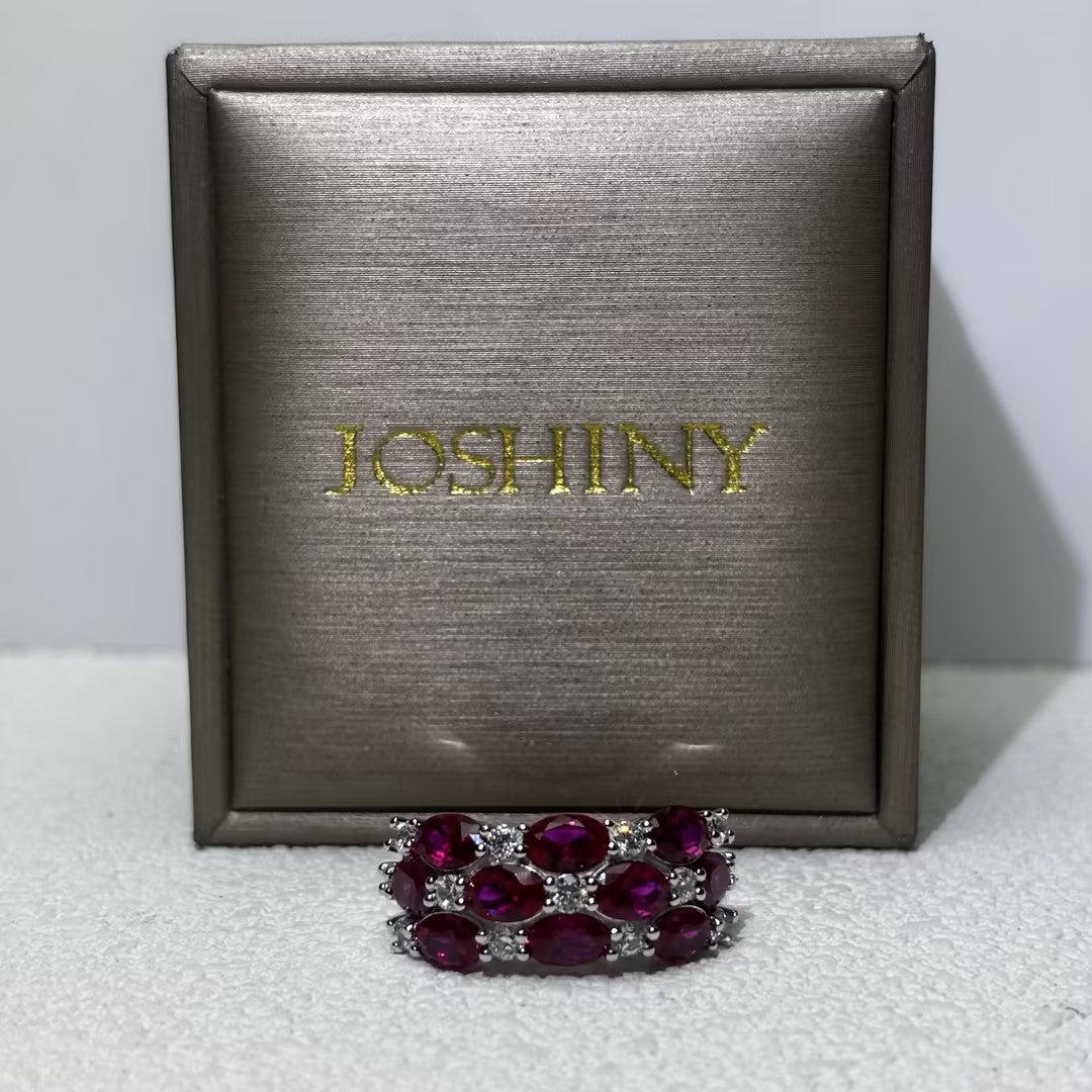 4 Ctw Oval Cut Red Cubic Zirconia 925 Sterling Silver Art Ring-JOSHINY