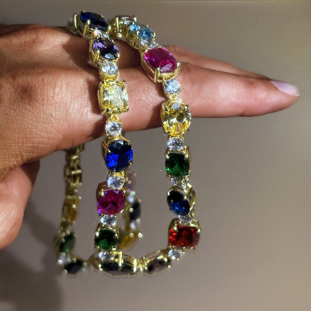 Cushion Oval Round Cut Multicolor Rainbow Necklace